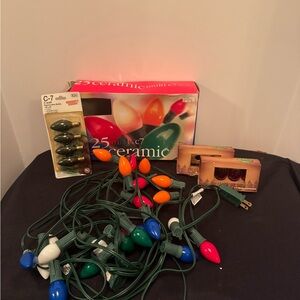 Vintage-Style Ceramic C7 Multi-Color Christmas Lights + Extra Bulbs